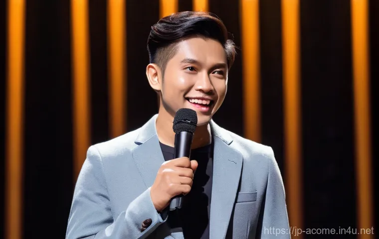 태국 코미디 트렌드 변화 - Dynamic Thai Stand-Up Comedian on Stage**

"A dynamic and charismatic young Thai stand-up comedian i...