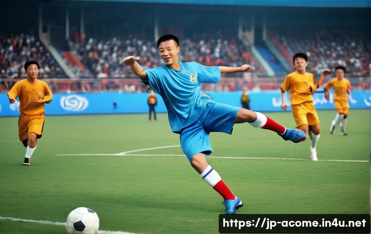 주성치의 대표작 해석 - **Prompt for *Shaolin Soccer*:**
    A vibrant, dynamic scene from a soccer match, where a team of f...