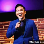 아시아 개그맨 비하인드 스토리 - **Prompt Title: Breaking Barriers with Witty Satire**

    **Prompt:** A dynamic, stylish Asian male...